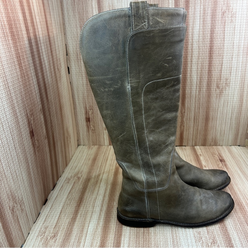FRYE Boots Womens 6.5 B Brown Knee High Leather Distressed Riding Amber 77534